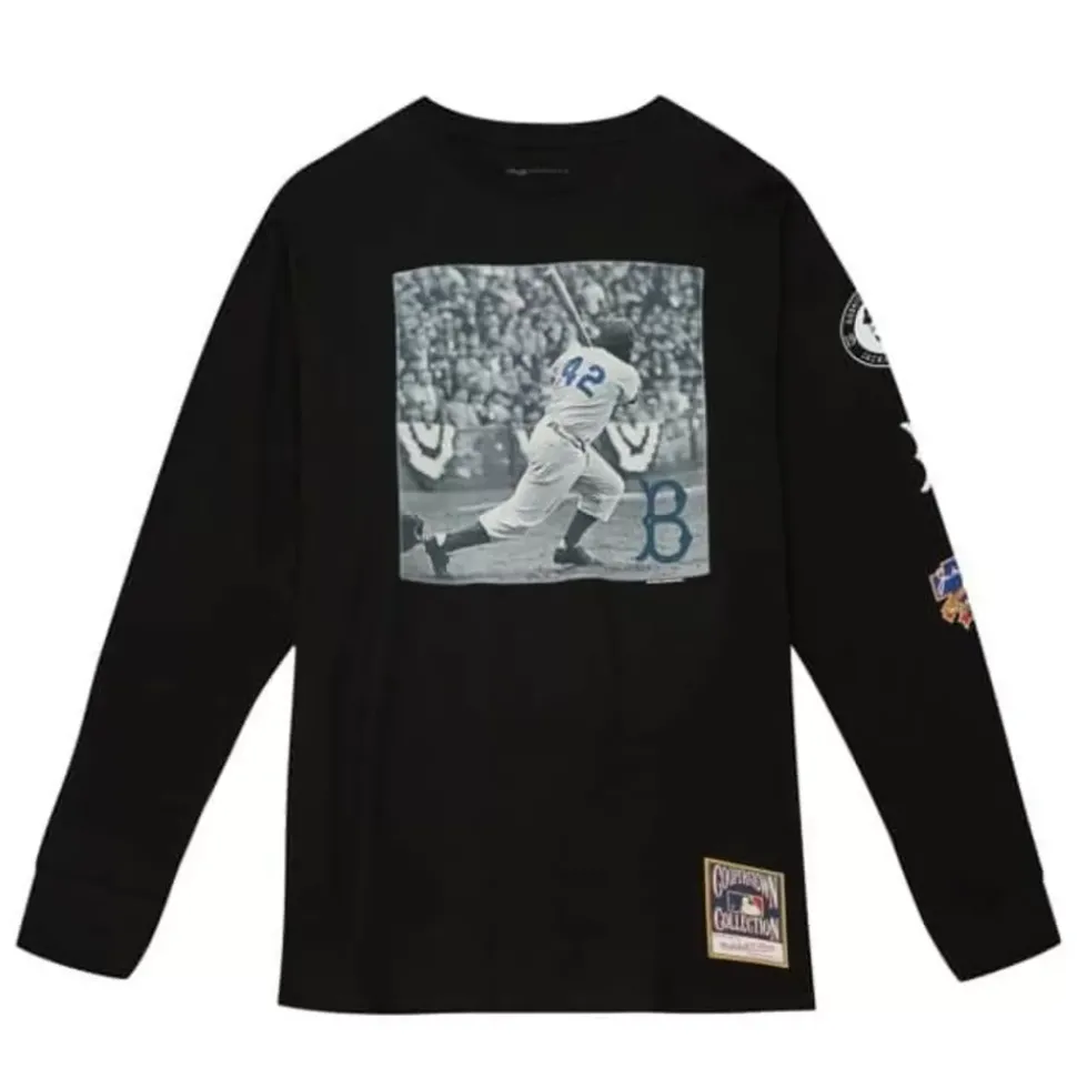 Batter Up Ls Tee Brooklyn Dodgers Jackie Robinson