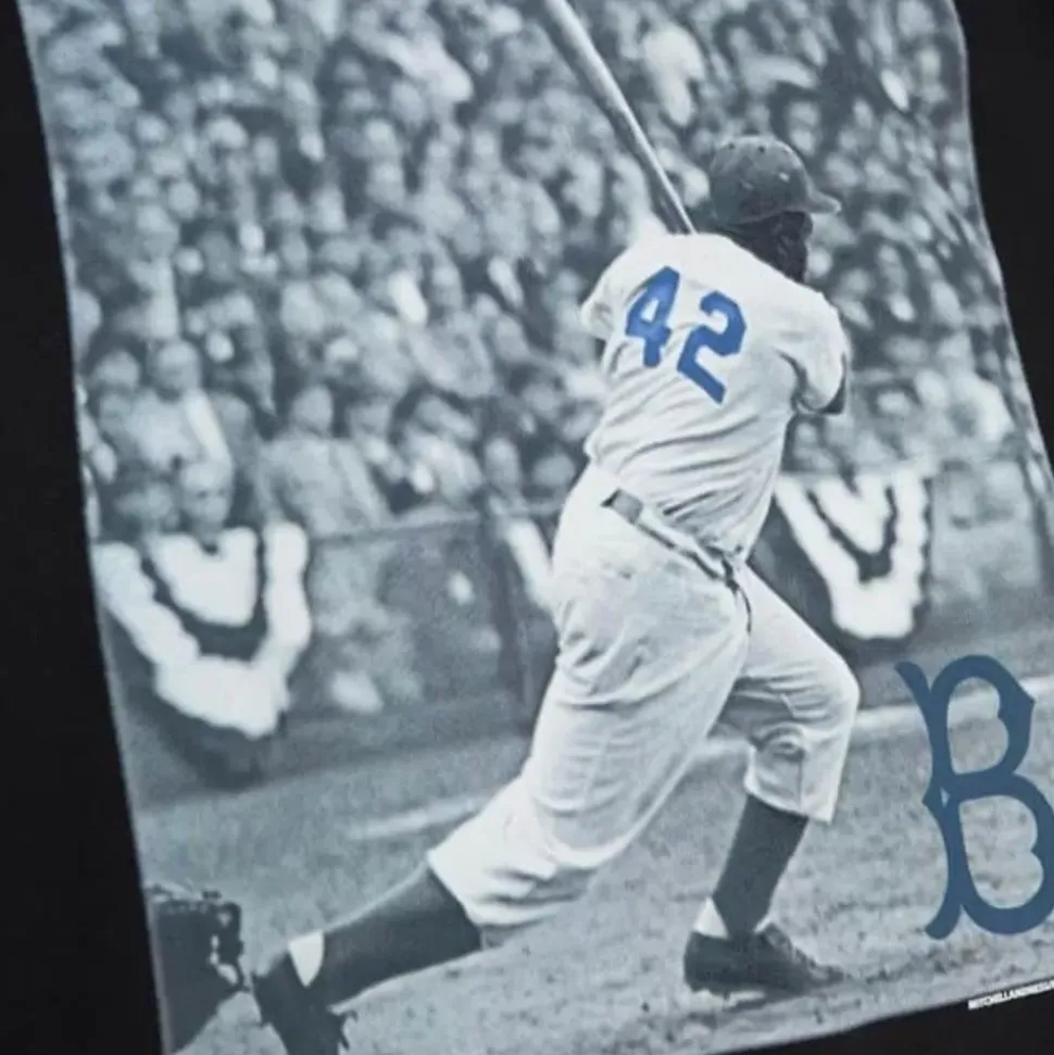 Batter Up Ls Tee Brooklyn Dodgers Jackie Robinson