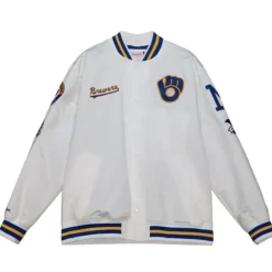 City Collection Lightweight Satin Jacket Milwaukee Brewers