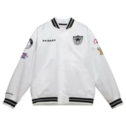 City Collection Lightweight Satin Jacket Oakland Raiders