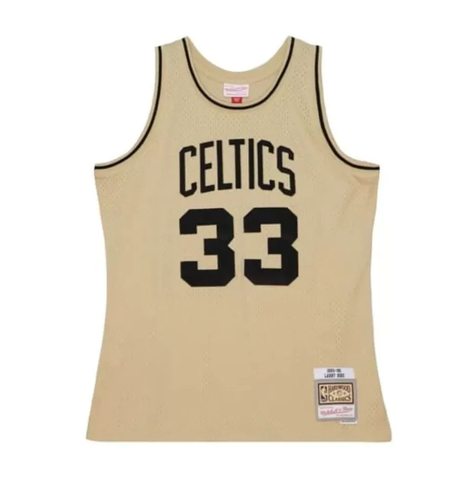 Khaki Black Swingman Larry Bird Boston Celtics 1985-86 Jersey