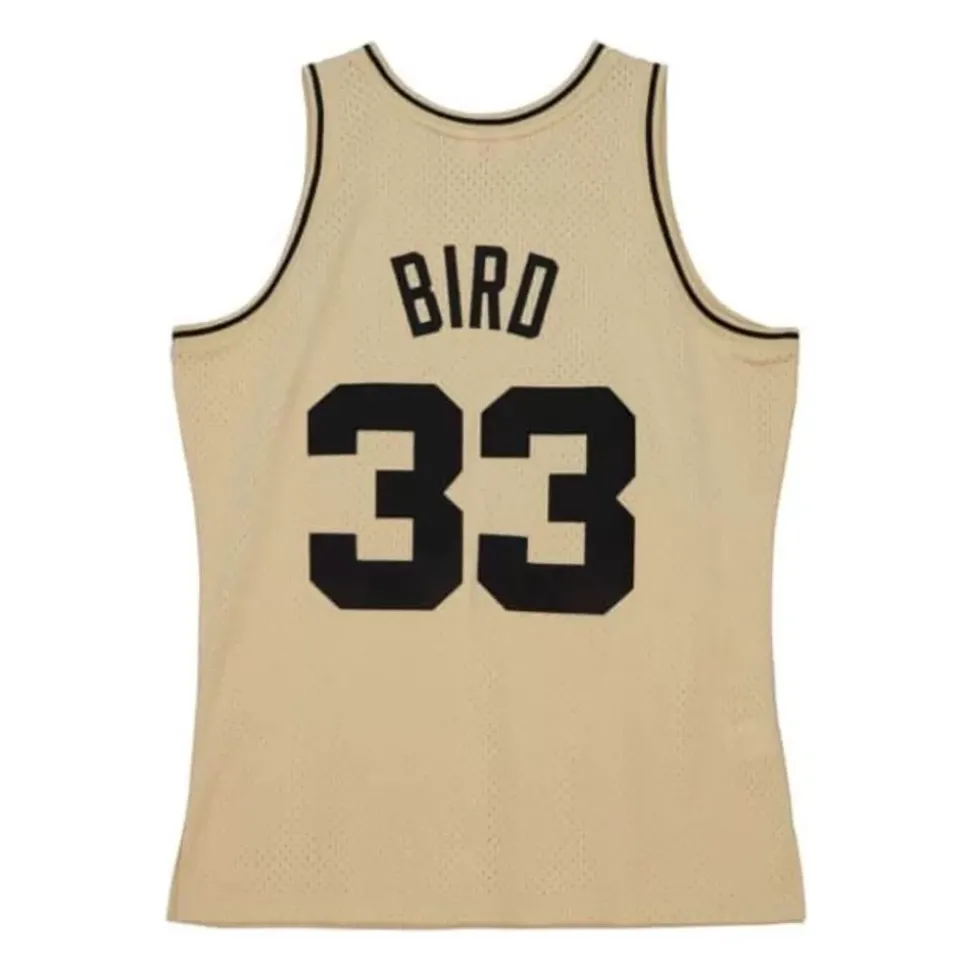 Khaki Black Swingman Larry Bird Boston Celtics 1985-86 Jersey
