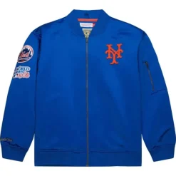 Lightweight Satin Bomber Vintage Logo New York Mets