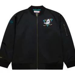 Lightweight Satin Bomber Vintage Logo Anaheim Ducks