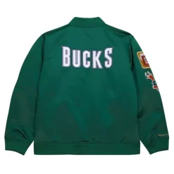 Lightweight Satin Bomber Vintage Logo Milwaukee Bucks