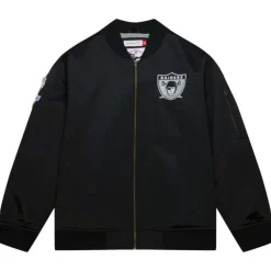 Lightweight Satin Bomber Vintage Logo Oakland Raiders