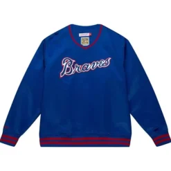 Sideline Pullover Satin Jacket Atlanta Braves