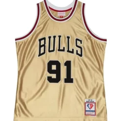 75Th Anniversary Gold Swingman Dennis Rodman Chicago Bulls 1997-98 Jersey