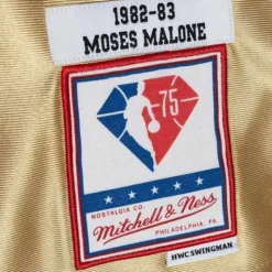 75Th Anniversary Gold Swingman Moses Malone Philadelphia 76Ers 1982-83 Jersey