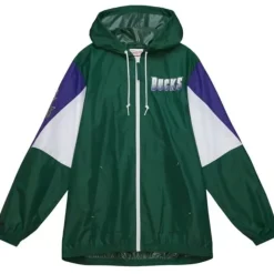 Throw It Back Full Zip Windbreaker Milwaukee Bucks