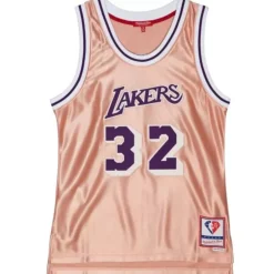 Womens 75Th Anniversary Rose Gold Swingman Magic Johnson Los Angeles Lakers 1984-85 Jersey