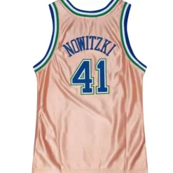 Womens 75Th Anniversary Rose Gold Swingman Dirk Nowitzki Dallas Mavericks 1998-99 Jersey
